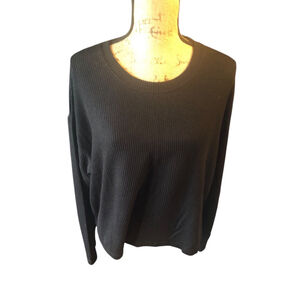 Time and Tru Black Ribbed Knit Long Sleeve Top XXL